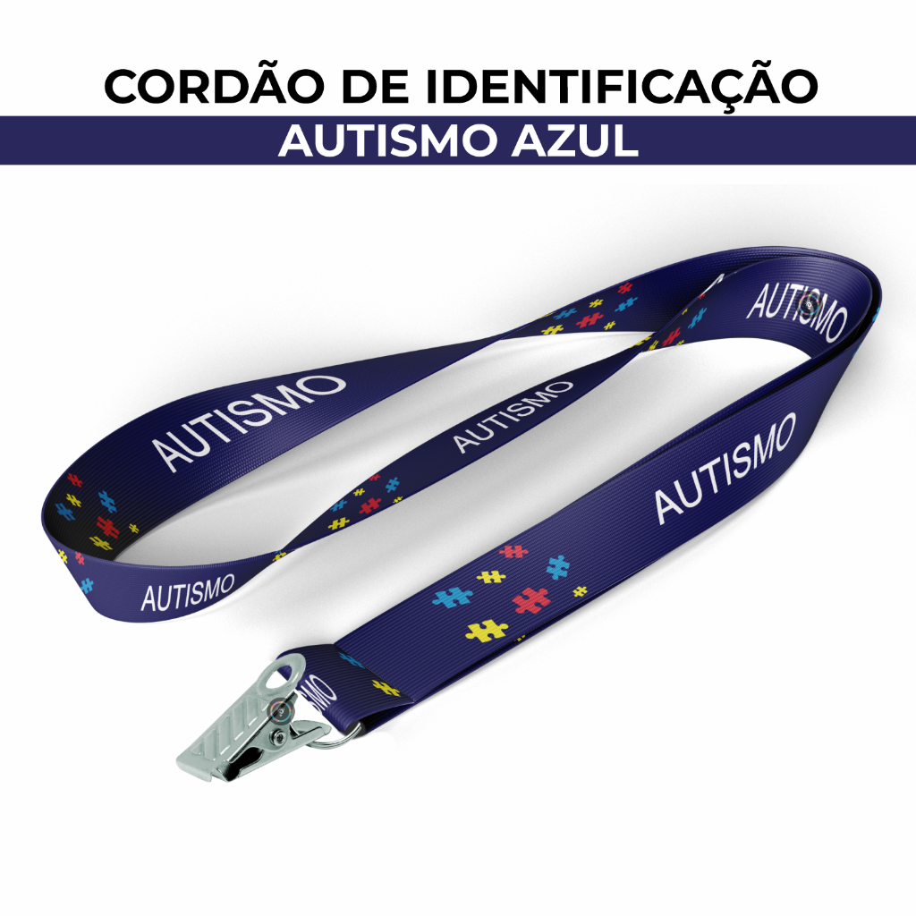 Cordão Identificação Autismo Autista Quebra-Cabeça Azul Porta Crachá em Oferta na Shopee