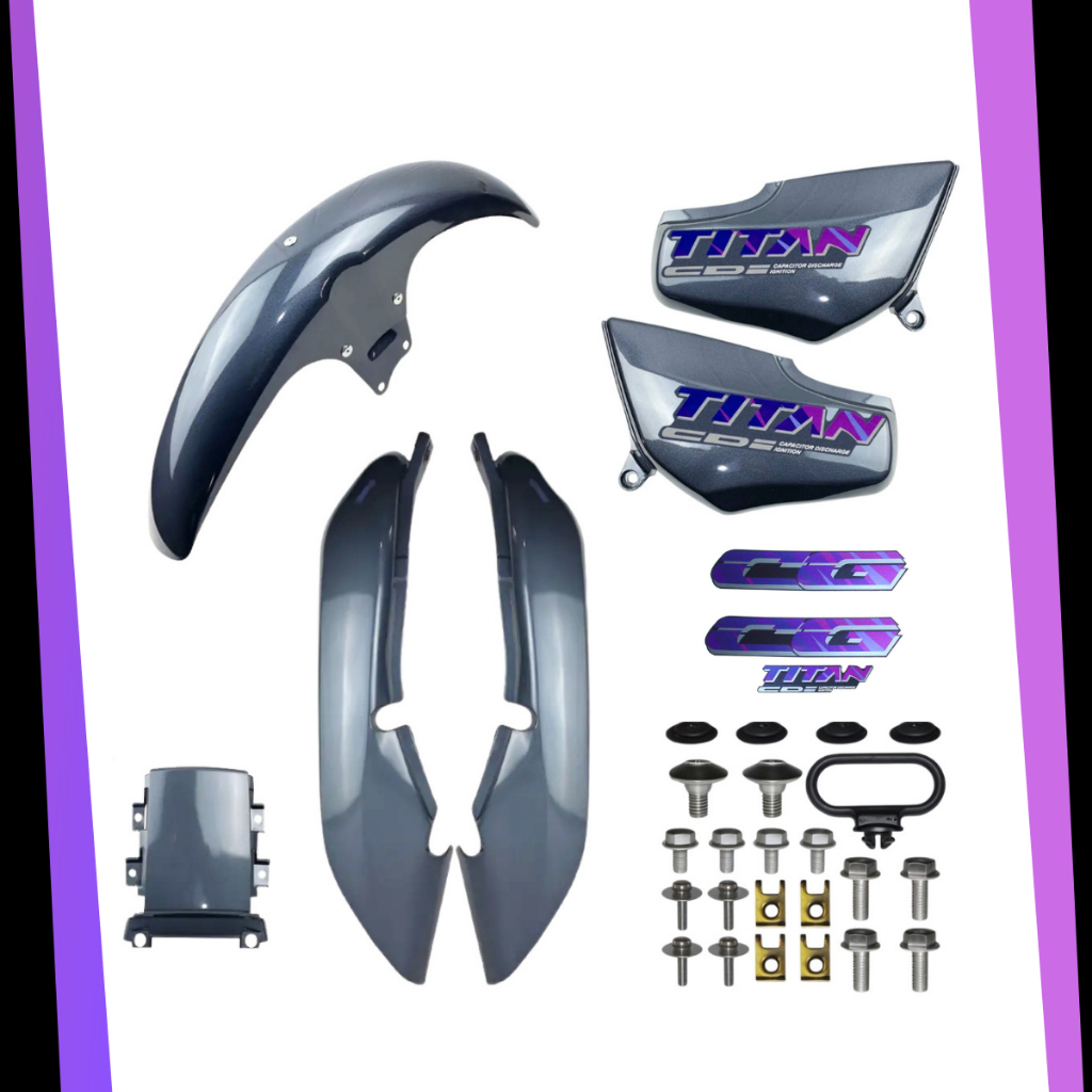 Kit Carenagem Completo Cg Titan 125 Cinza Grafite 1995 1996 1997 + Parafusos e Adesivos Cinza Neve Sombria e Grafite