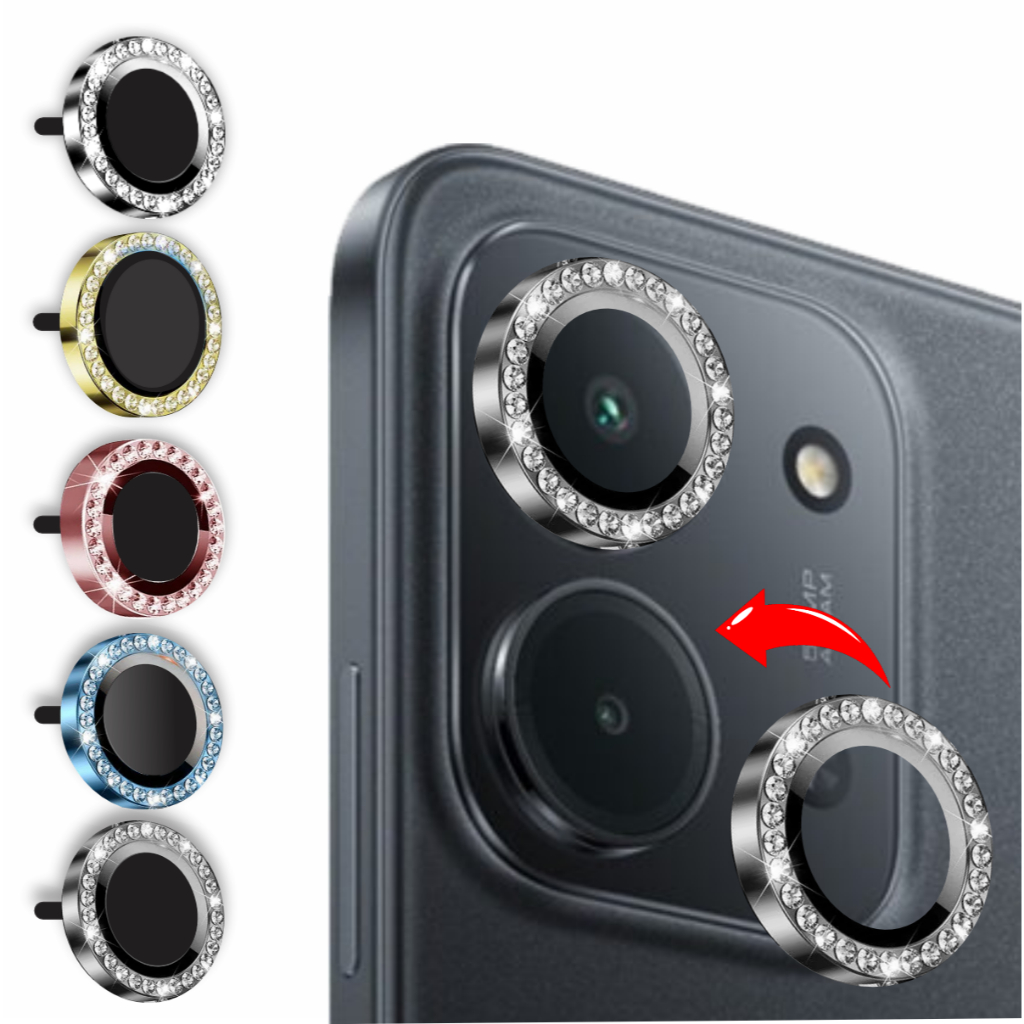 Kit  Películas Protetor de Câmera com Strass Para Redmi 15C
