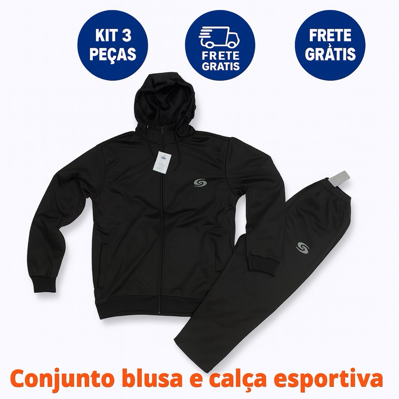 Conjunto Blusa e Calça Esportiva Super Confortável com Capuz Preço Promocional