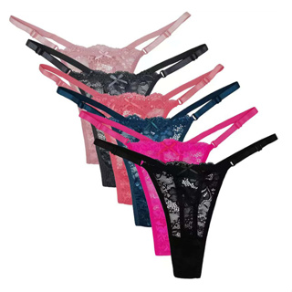 Kit 5 Calcinhas de Renda Fio Dental com Regulagem Super Sexy Tanga Sensual Lingerie em Oferta na Shopee