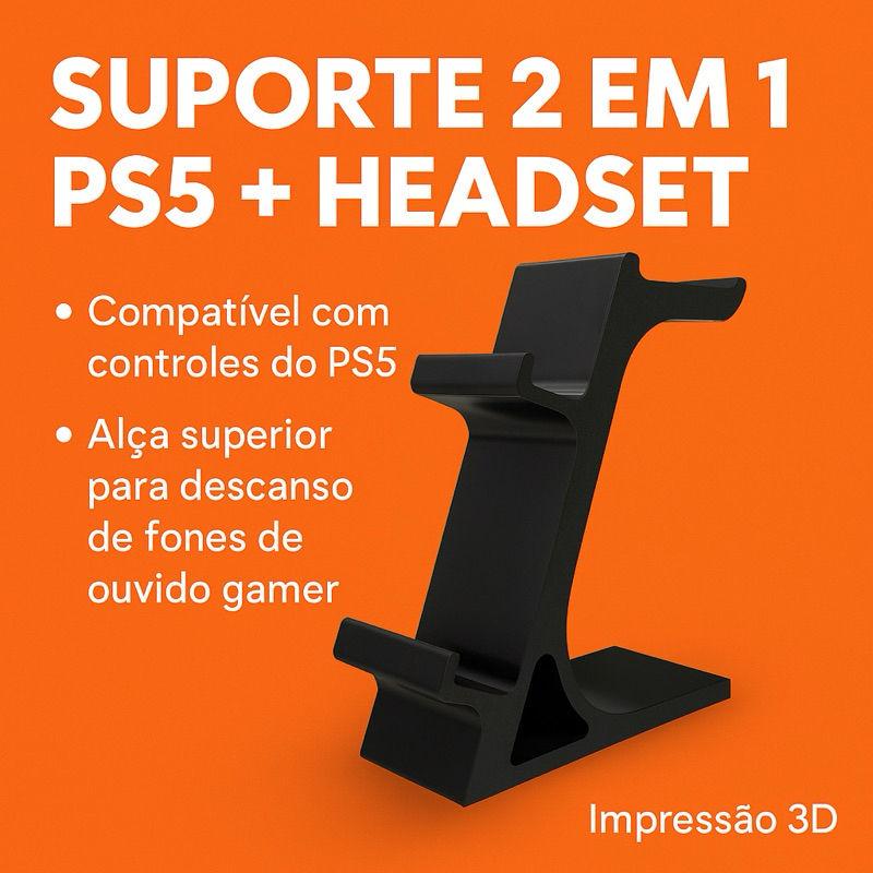 🕹️ Suporte Gamer 2 em 1 – PS5 + Fone de Ouvido 🎧
