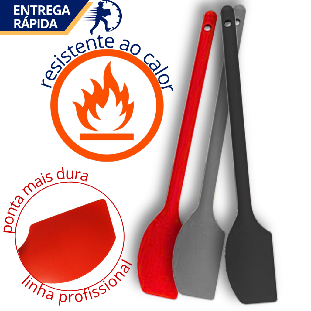 Espátula Silicone Cabo Longo Linha Prpssional Maciço Resistente Raspar Mexer Misturar Chef