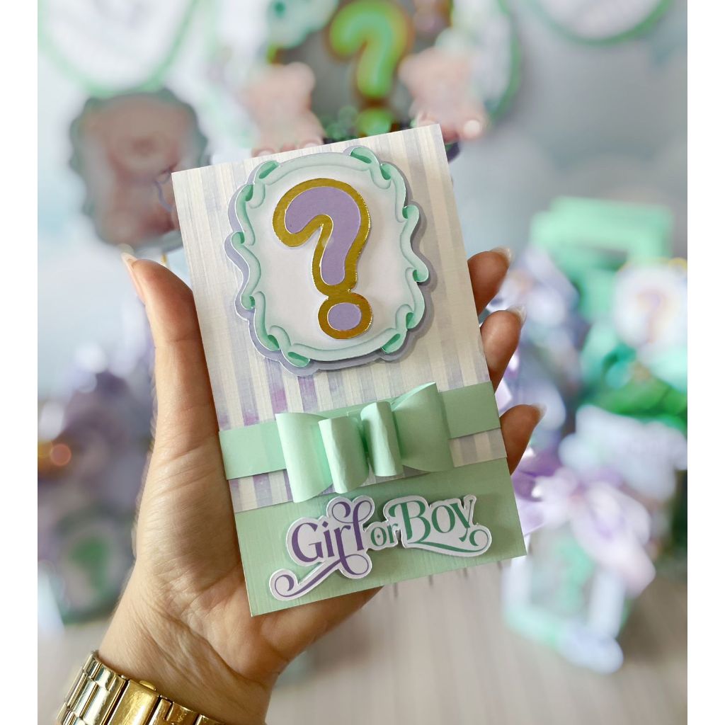 Convite Personalizado Chá Revelação Verde e Lilás  – Festa Infantil Aniversário Todos os Temas