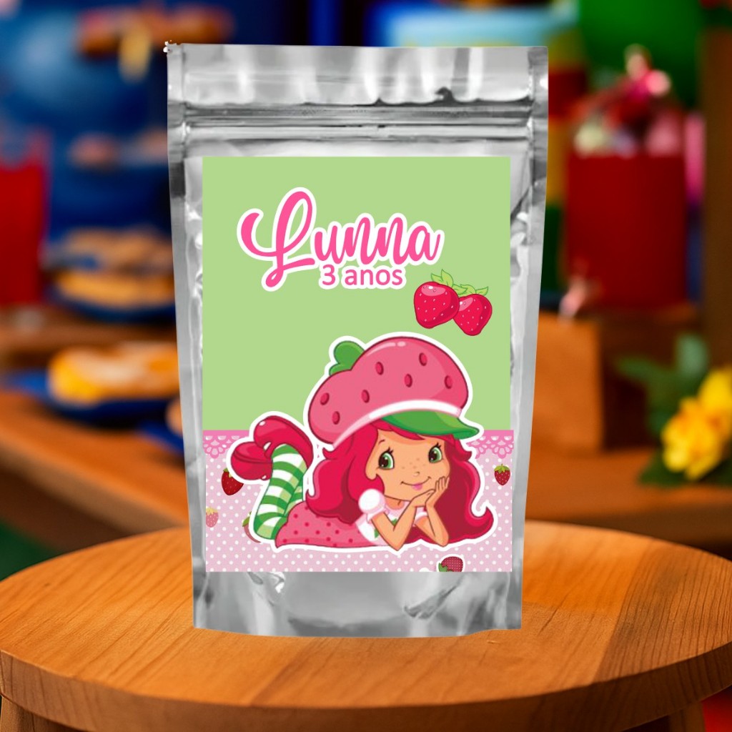 Saquinho 10x15cm Moranguinho ziplock-lembrancinha-festa intantil-aniversário-personalizados
