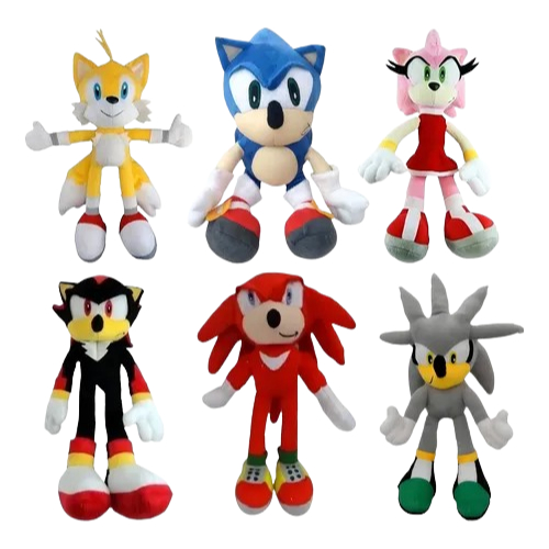 Pelúcias Sonic Tals Amy Shadow Knucles Silver 06 Personagens antialérgico musicais