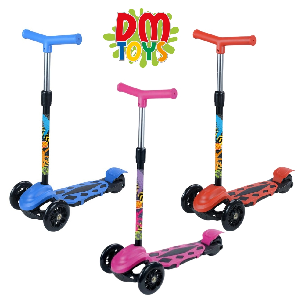 Patinete Radical New Power Trinete 3 Rodas Altura Ajustavel DM Toys Azul / Rosa / Vermelho em Oferta na Shopee