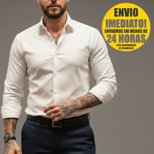 Camisa Social Masculina Manga Longa - Algodão de Otima Qualidade em Oferta na Shopee