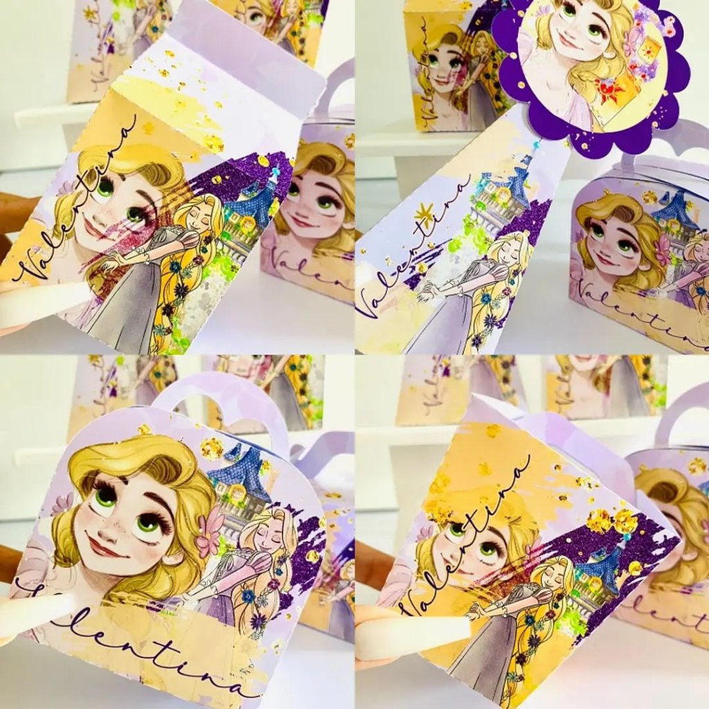 PEGUE E MONTE Personalizados ENROLADOS - RAPUNZEL - Caixinhas para decoração - Lembrancinhas - Mimos - Aniversário
