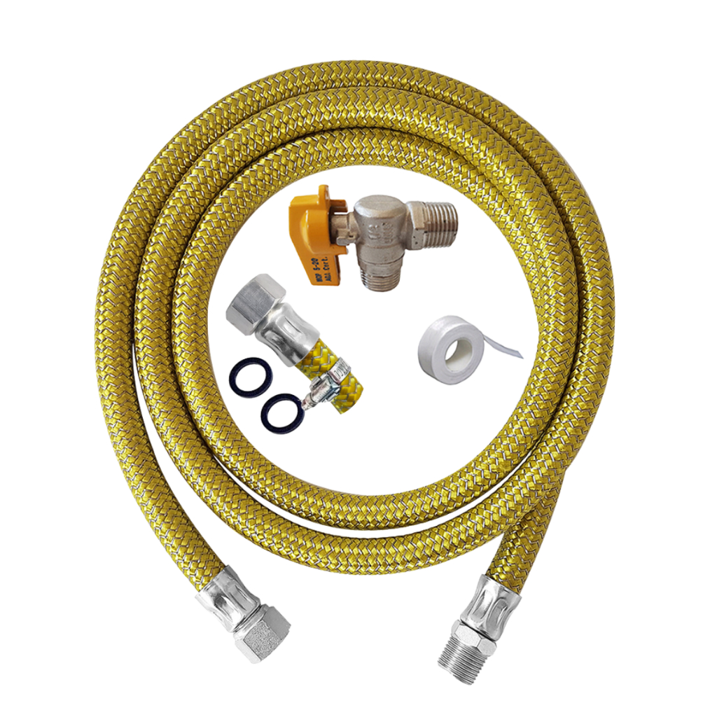 Kit Instalação Gas Encanado + Registro Macho + Adaptador Fêmea para Cooktop Forno e Fogão