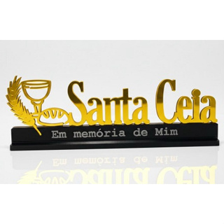 Frase Santa Ceia 30 cm em MDF e Acrílico dourado para mesa em Oferta na Shopee