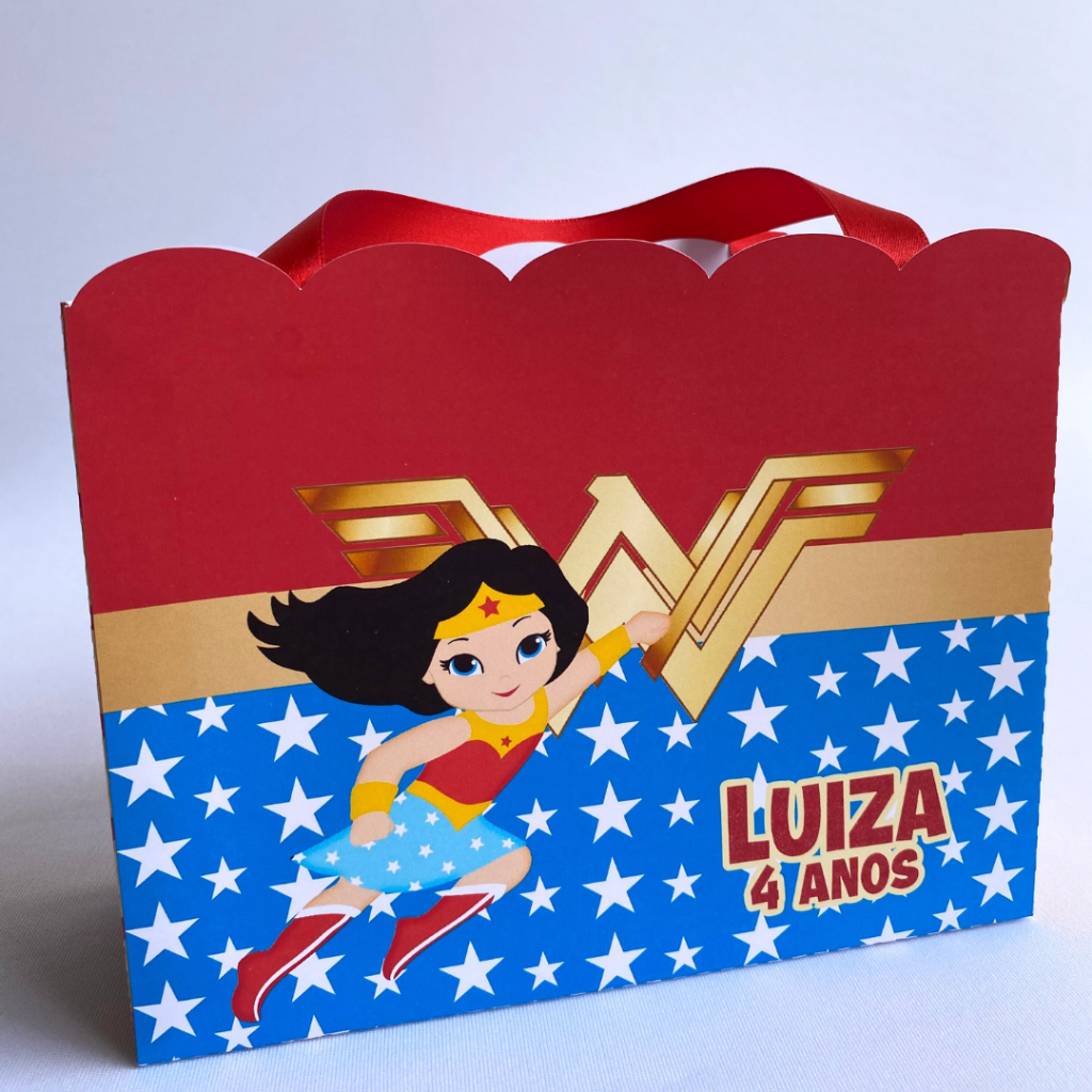 Sacolinhas Personalizadas Mulher Maravilha  - Lembrancinhas Aniversário - festa infantil