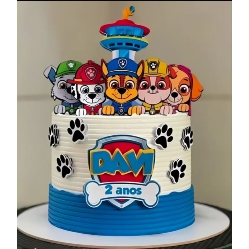 Topo topper de bolo patrulha canina 3D em Oferta na Shopee