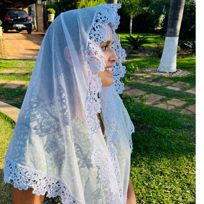 Véu ccb Linda renda Floral| Véu de Luxo congregação  | veu CCB modelo Miriam em Oferta na Shopee
