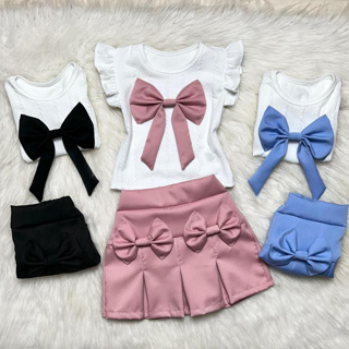 Conjunto Laço Infantil Short Saia Alfaiataria com Blusinha Moda Menina Elegante em Oferta na Shopee