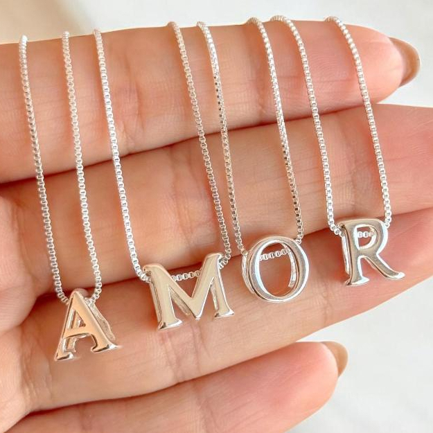 Colar Letra Inicial Feminino Prata 925 Ouro 18k Semi Joia Luxo Veneziana 45cm em Oferta na Shopee