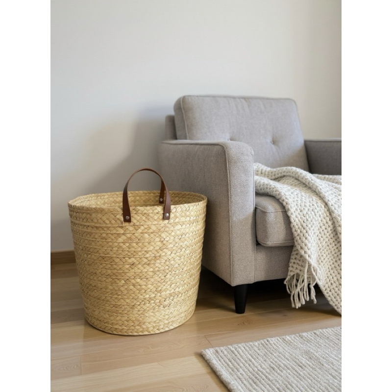 Cesto Vaso Cachipot de Palha 25x25 com fundo MDF Organizador, Plantas, Manta de sofá em Oferta na Shopee