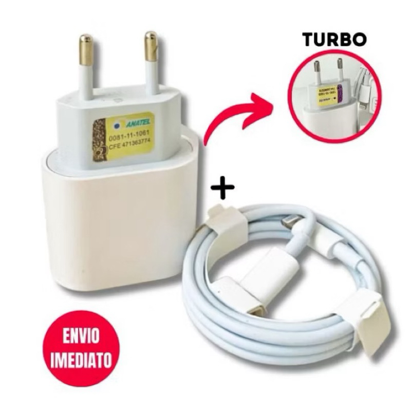 Kit Carregador Turbo De iPhone Fonte com Cabo Carregamento Rápido 35W