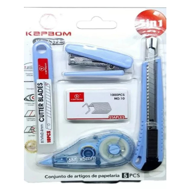 O kit de papelaria inclui grampeador, fita corretiva e cortador para escritórios escolares O kit de papelaria inclui grampeador, fita corretiva e cortador para escritórios escolares