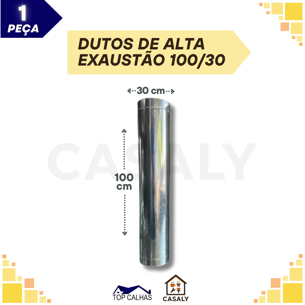 Duto Aço 1m | Alta Exaustão | Restaurante Chaminé Coifa Churrasqueira Forno a Lenha | Diâm 30 cm