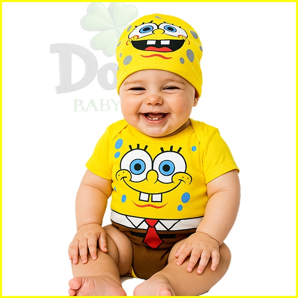 Body de Bebê Bob Esponja + Touca - Body Mêsversario Temático em Oferta na Shopee