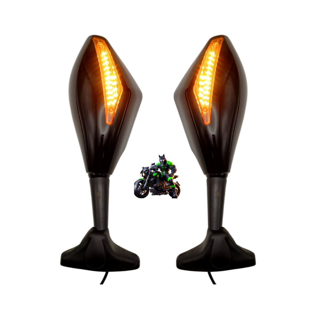 Retrovisor Com Pisca Seta Led Rebatível Universal Para Motos Carenadas PRETO em Oferta na Shopee