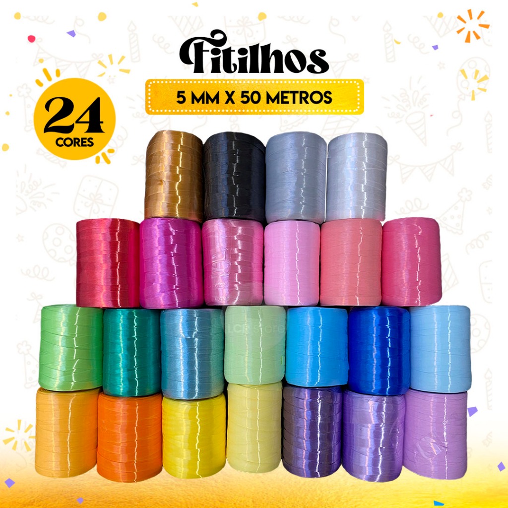 Fitilho Para Amarração Festa Artesanato Fitilho para Embalagem Presentes 50 metros x 5 mm