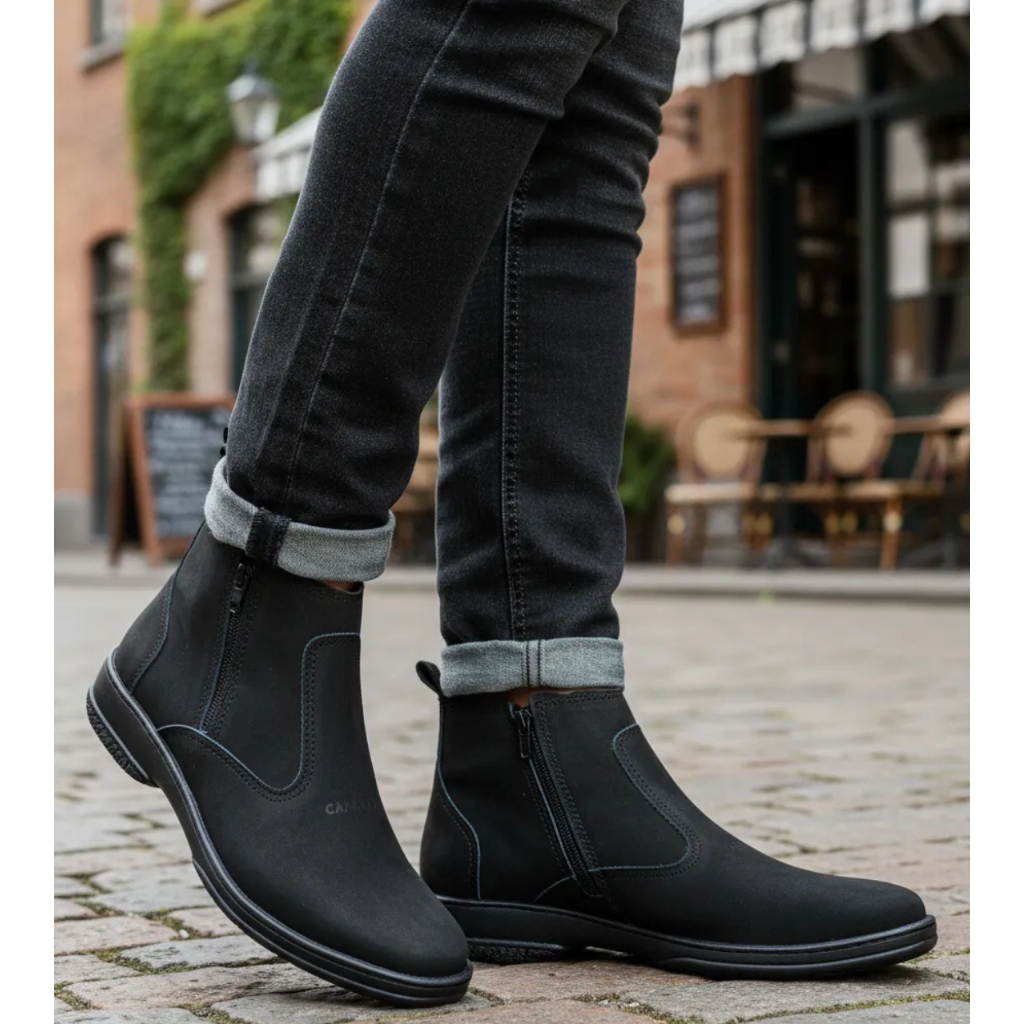 Bota Cor Preta Couro Nobuck Botina Masculina Agro Agronegocio Agronomia Produtor Rural Vaquejad 2220
