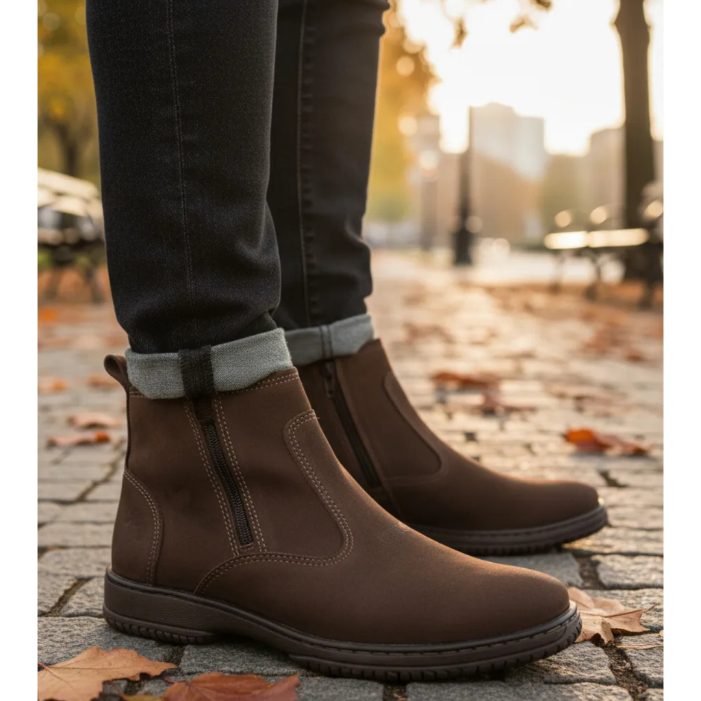 Botina Masculina Marrom com Ziper Tamanho Numero 36 37 38 39 40 41 42 43 44 Botina Casual Couro 2220