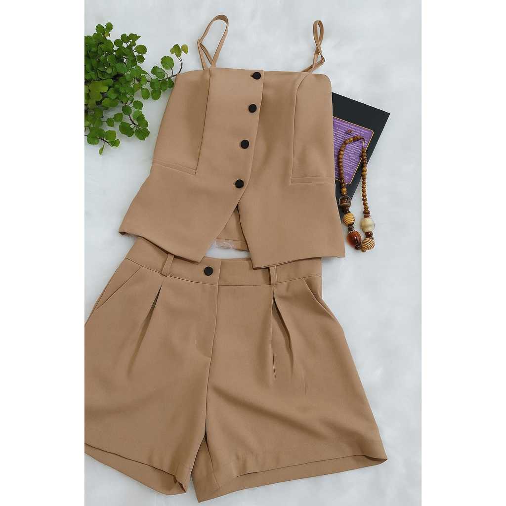 conjunto feminino Com Alcinha exclusivo alfaiataria confortável  blusa short social- fresco versatil tecido leve