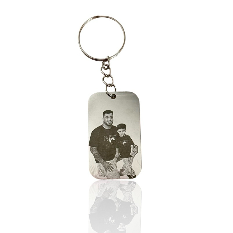 Chaveiro Personalizado com Foto a Laser Chapinha em Aço -Envio Expresso