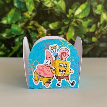 Forminha de doce brigadeiro Personalizada Bob Esponja 4 pétalas Festa aniversário Lembrancinha
