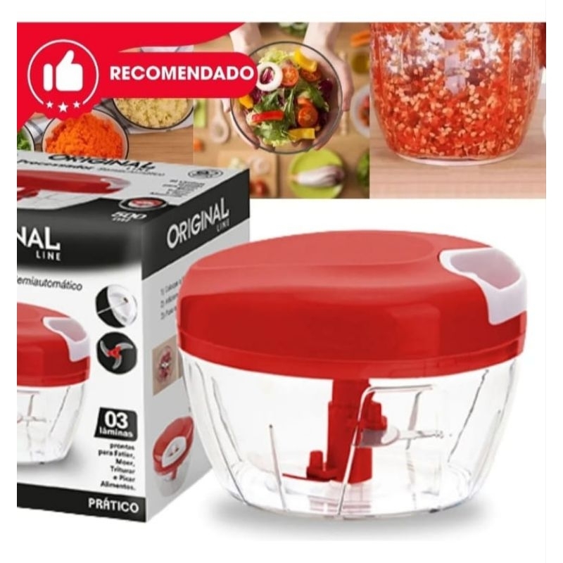 processador manual de alimentos legumes verduras petrin 500 ml vermelho