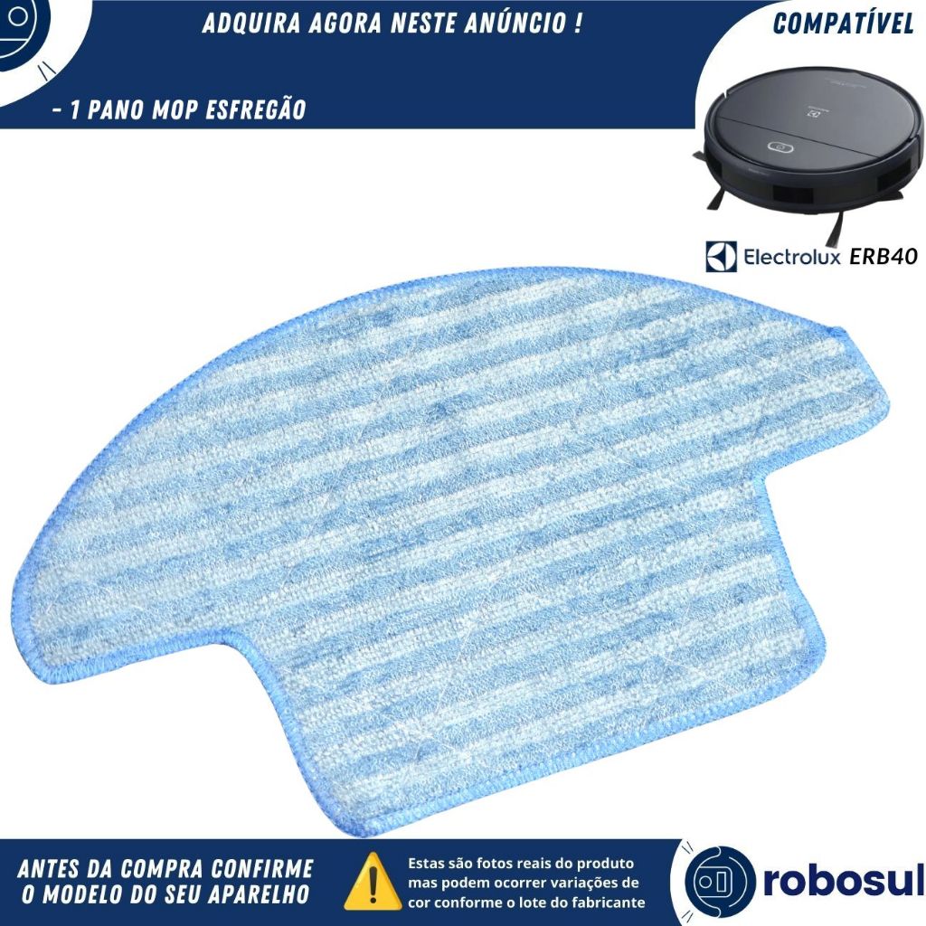 Refil Pano Mop Flanela Para Robô Aspirador Electrolux HOME-E ULTRA ERB40