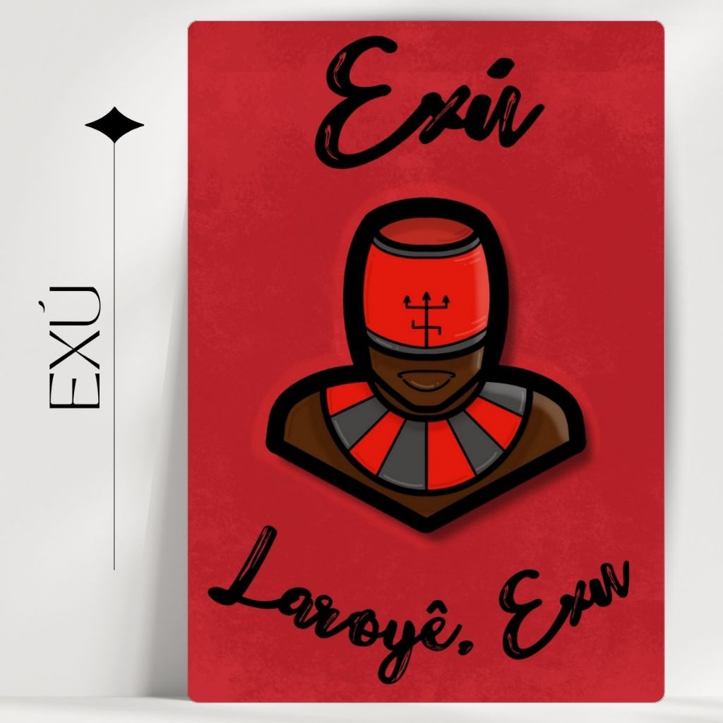 Quadro Decorativo Orixá Exú - Coleção Orixá Saudação - Umbanda/Candomblé - Envio Imediato