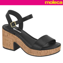 Sandália Moleca Feminina Anabela Plataforma Meia Pata Cortiça