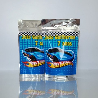 SAQUINHO METALIZADO HOTWHEELS LEMBRANCINHA PERSONALIZADA PARA FESTA INFANTIL em Oferta na Shopee