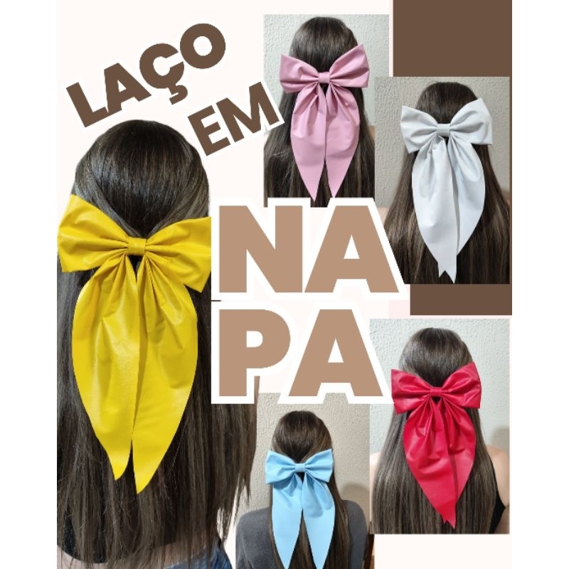 Laço de Cabelo em Napa com bico de pato 14x24 - Laço da Virgínia, Blogueira, Tendência