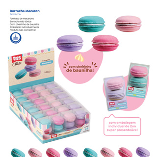 Borracha Macaron Holic Docinhos - Caixinha c/ 2 Borrachas - Tris - com cheirinho de baunilha em Oferta na Shopee