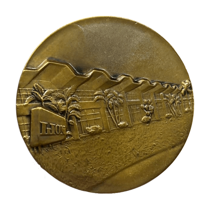 Antiga medalha comemorativa da Lion Engenharia - 1977 - Em estojo