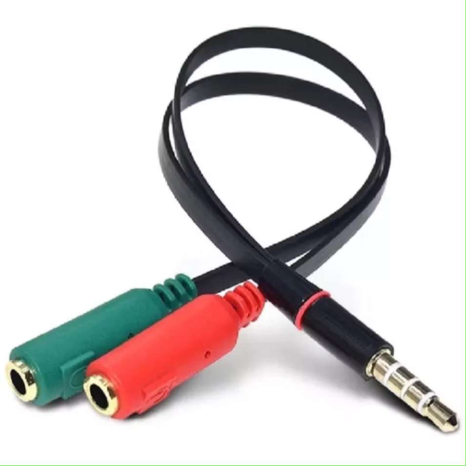 Cabo Adaptador Áudio P2/P3 1 Macho 2 Fêmea para Headset com Microfone PC Notebook