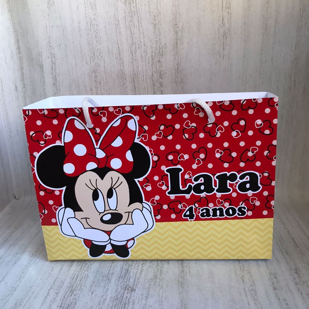 Sacolinha Surpresa G Minnie Vermelha Personalizada com nome Festa Infantil Chá Aniversário Lembrancinhas