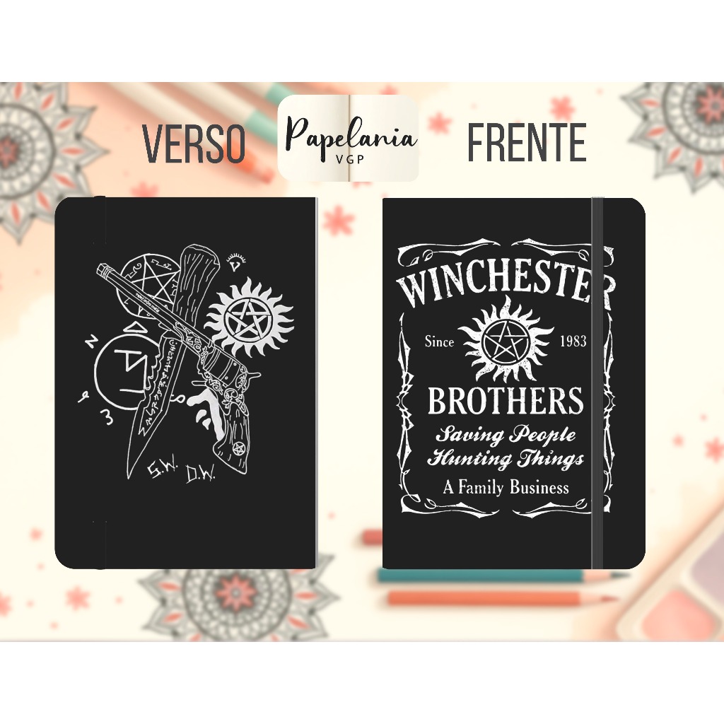 Caderno Moleskine & Sketchbook - SOBRENATURAL- IRMÃOS WINCHESTER - 21x14cm em Oferta na Shopee