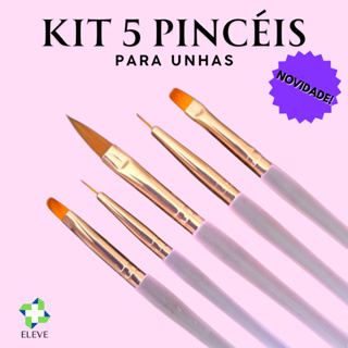Kit 5 Pincel De Unha Acrílico Lingua de Gato Reto Fino Nail Design Arte Pinceis em Oferta na Shopee
