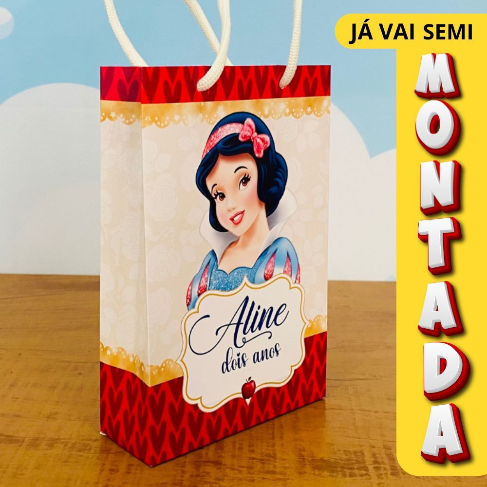 Sacolinha Surpresa Personalizada  BRANCA DE NEVE Lembrancinha Personalizada - JÁ VAI MONTADA