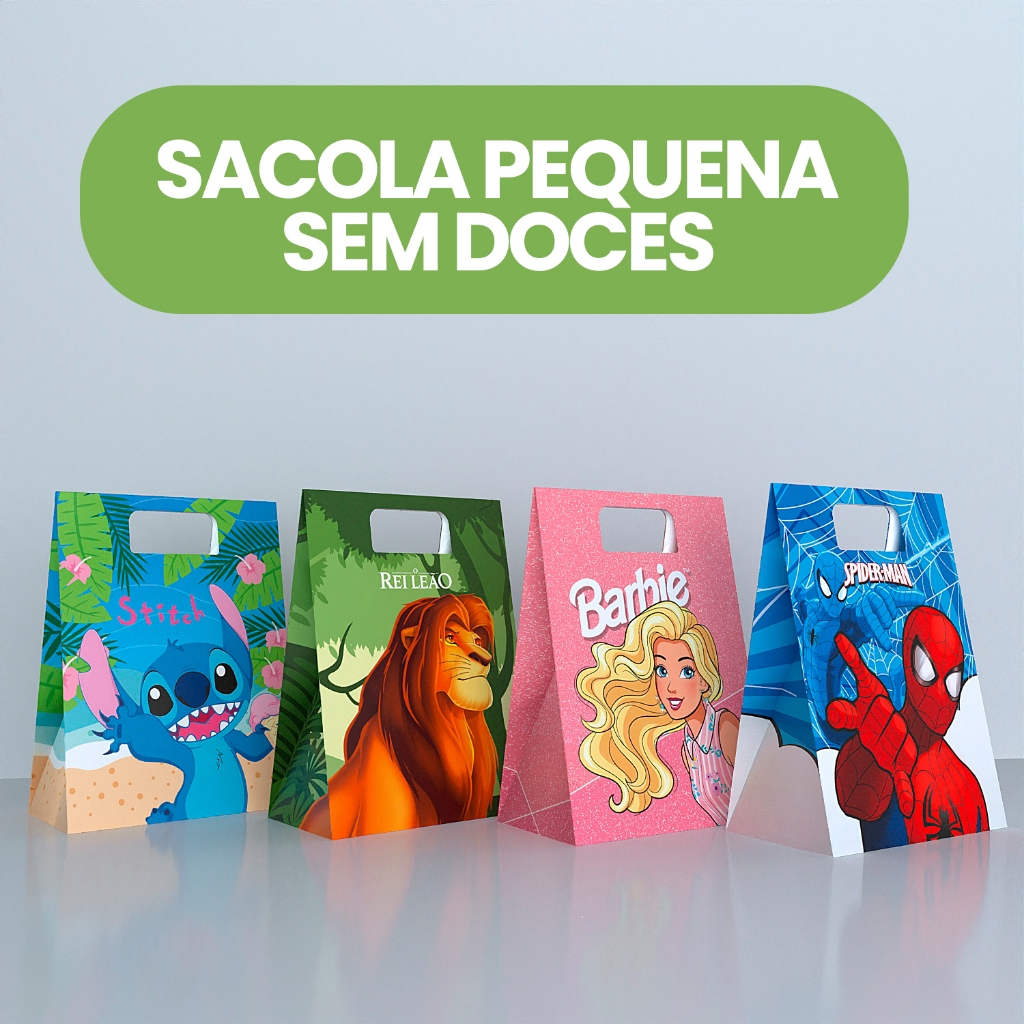 30 / 40 / 50 / 60 Sacolas Surpresa Pequena Personalizada Lembrancinha Sacolinha Festa Diversos Temas