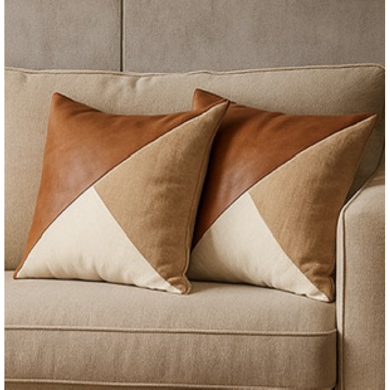 Kit 2 Capas de Almofada 43x43 Geométrica Marrom Bege Linho Zíper Invisível Decorativa  Sala ,Sofá em Oferta na Shopee