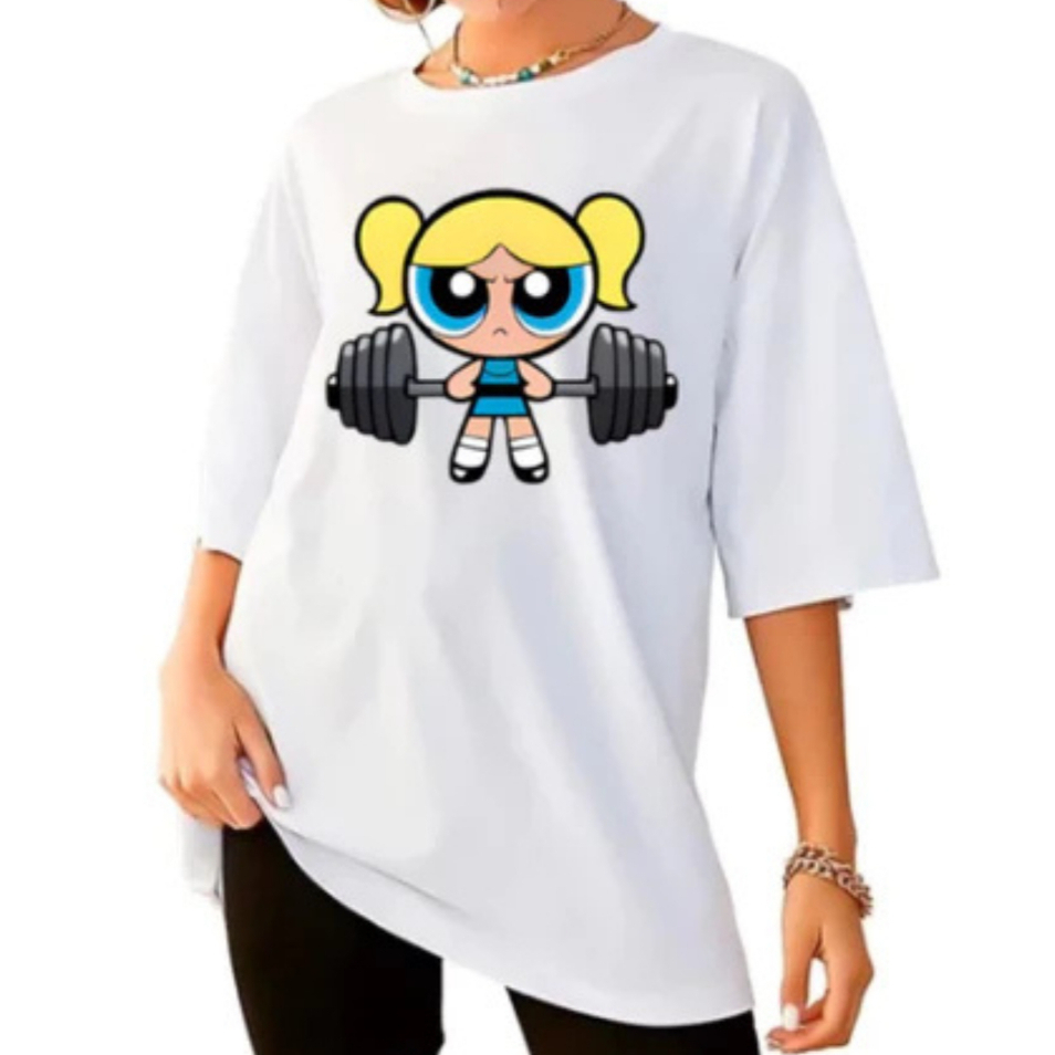 Camiseta Oversize Feminina Docinho Malvada Academia Estampa Criativa Estilo Geek