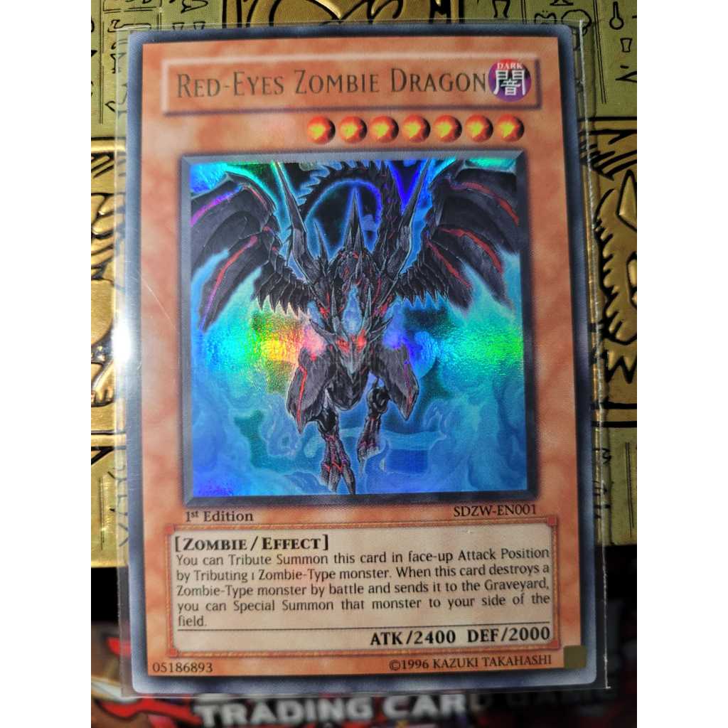 Red-Eyes Zombie Dragon. (Dragão Zumbi de Olhos Vermelhos) Raridade ULTRA. Yugioh Original Konami.