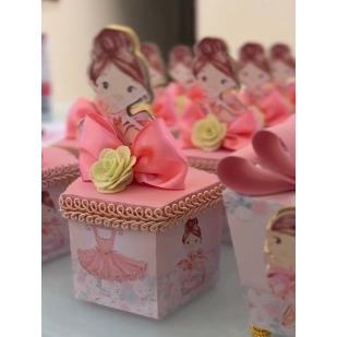 Lembrancinha Personalizado Kit Luxo Bailarina |MONTADO, C/ LAÇO  E COM TAG 3D/ Caixinhas